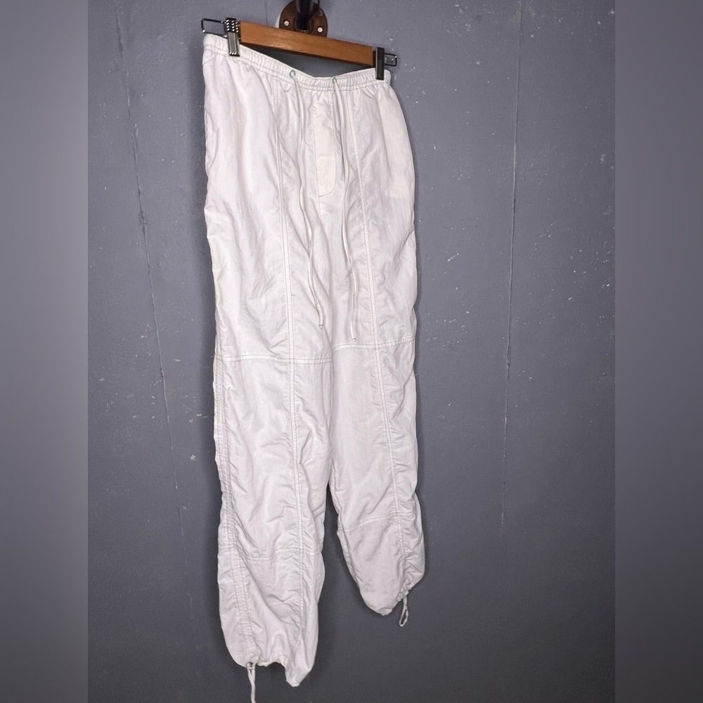 Zara White Parachute Pants with Green Stitching (XS) - Picture 2 of 8